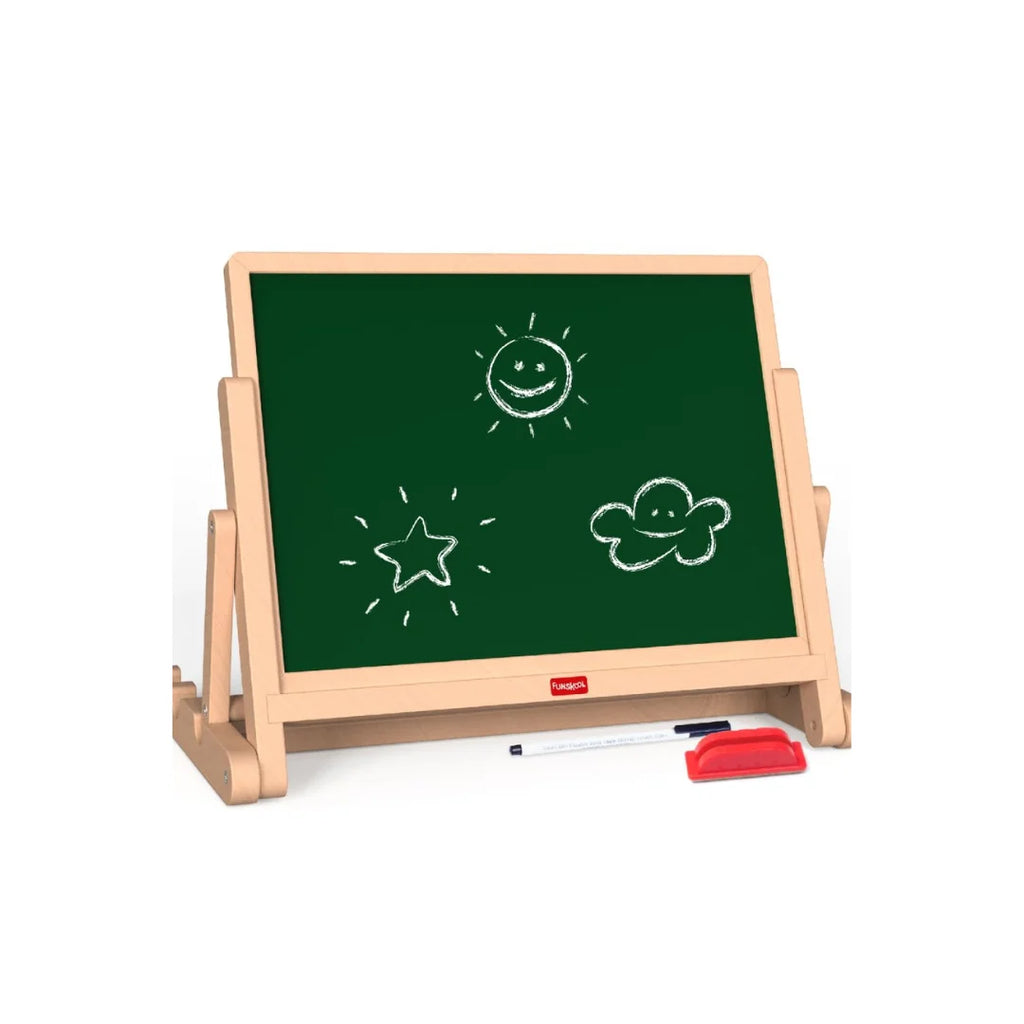 Draw N Write Desktop Magnetic Slate Slate,4in1 Double Sided Chalk Board with Alphabet & Numbers,Encourages Learning & Development,Preschool Activity Set for Kids (3 Years+)