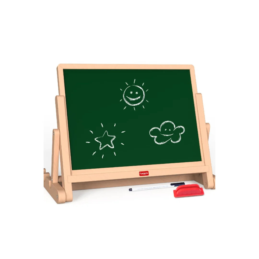 Draw N Write Desktop Magnetic Slate Slate,4in1 Double Sided Chalk Board with Alphabet & Numbers,Encourages Learning & Development,Preschool Activity Set for Kids (3 Years+)
