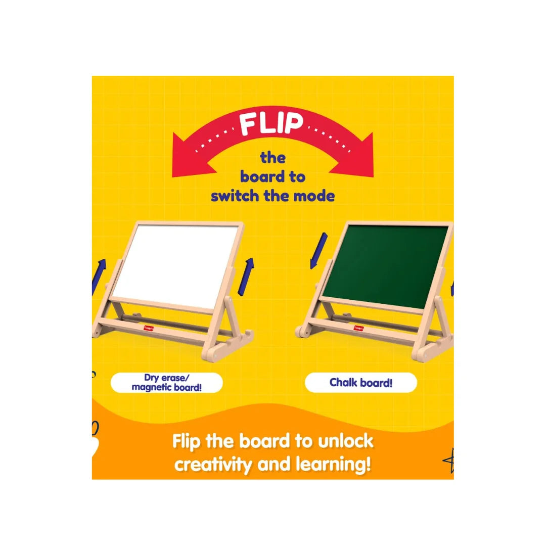 Draw N Write Desktop Magnetic Slate Slate,4in1 Double Sided Chalk Board with Alphabet & Numbers,Encourages Learning & Development,Preschool Activity Set for Kids (3 Years+)