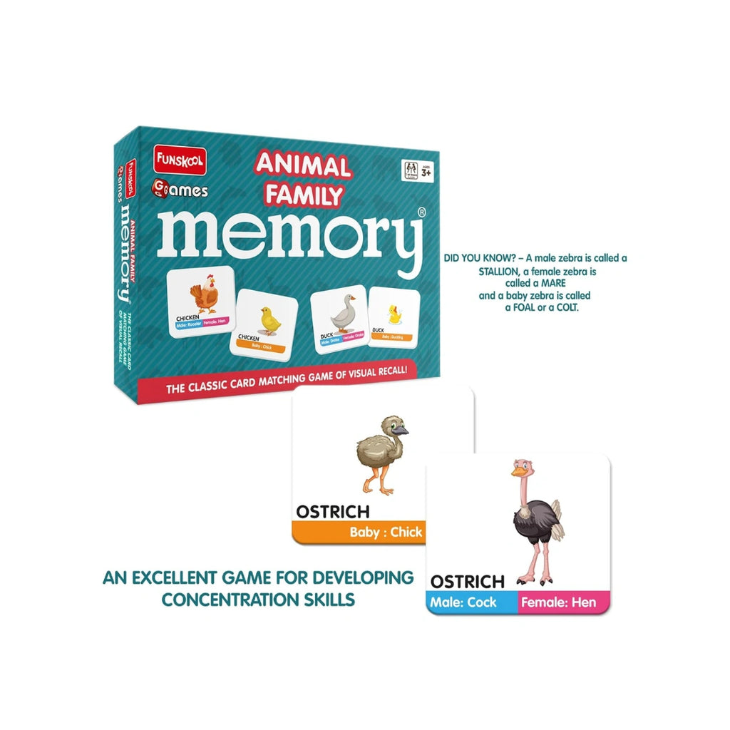 Animal-themed memory matching game for kids and families
