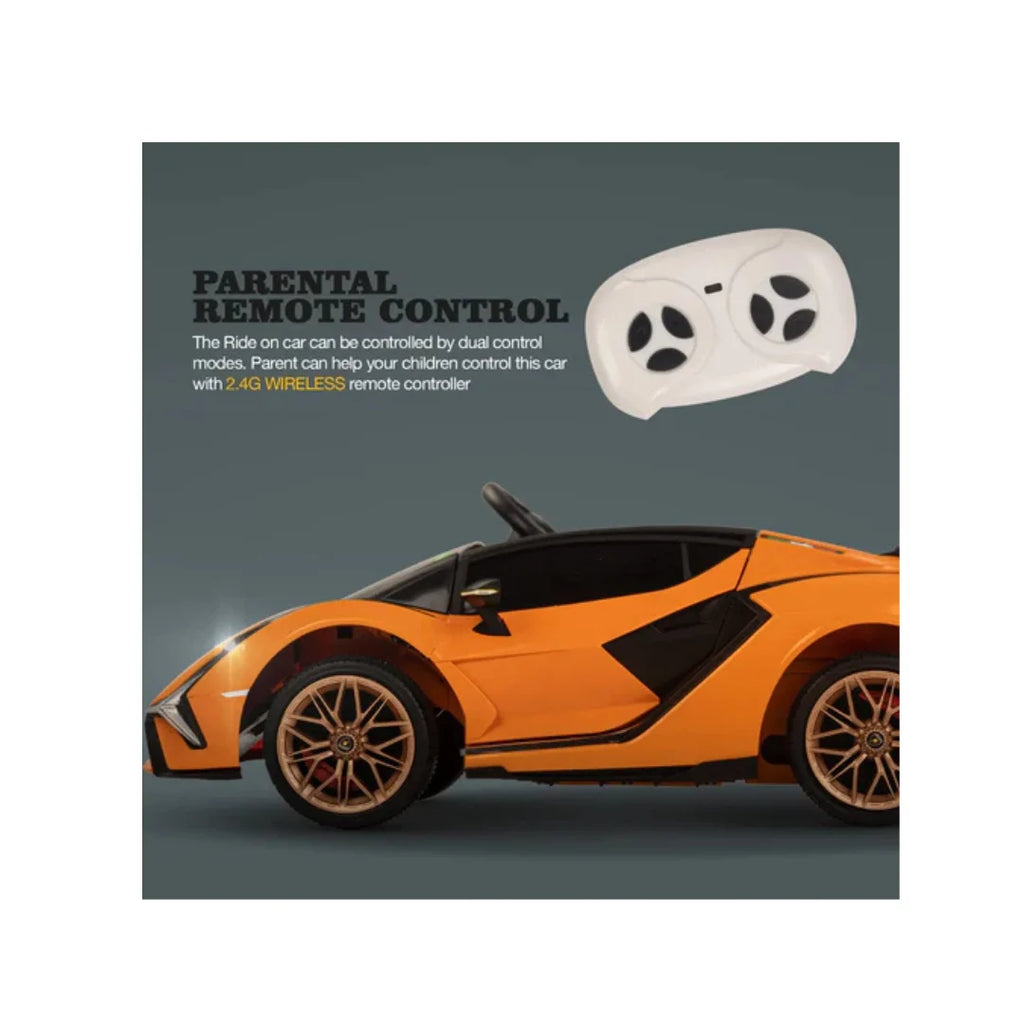 Orange Lamborghini kids ride-on car