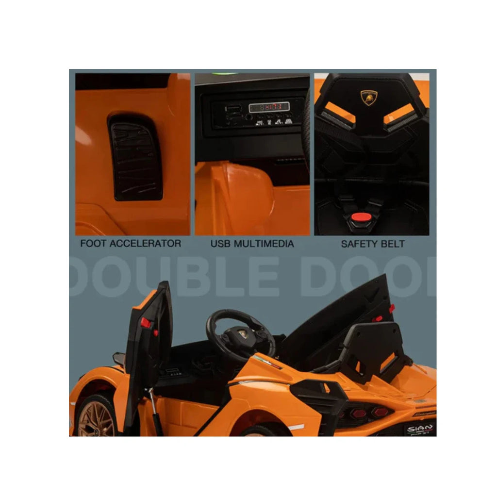 Orange Lamborghini kids ride-on car