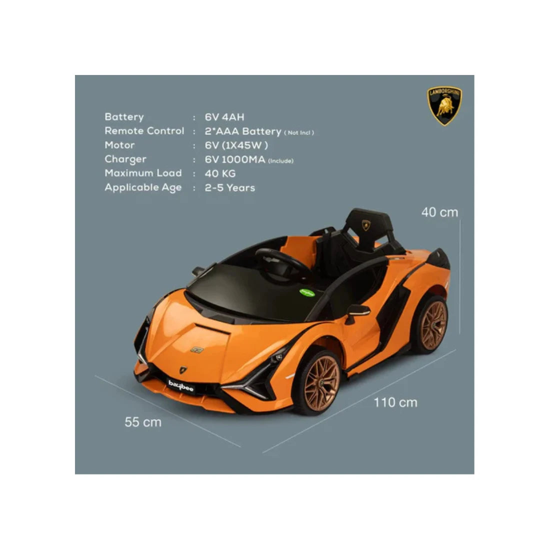 Orange Lamborghini kids ride-on car