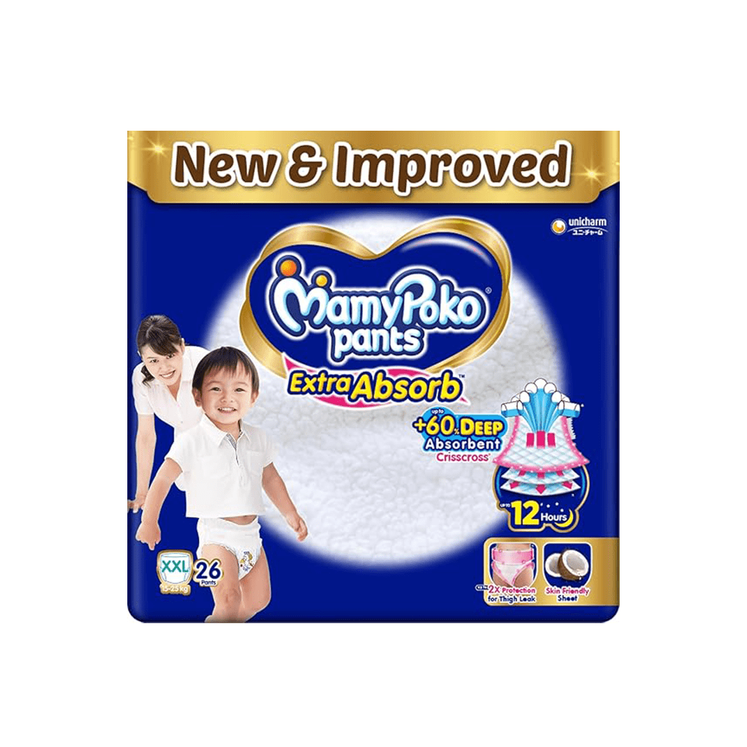 MamyPoko Pants Baby Care MamyPoko Pants Extra Absorb Baby Diapers,XX-Large (XXL) 9-14kg