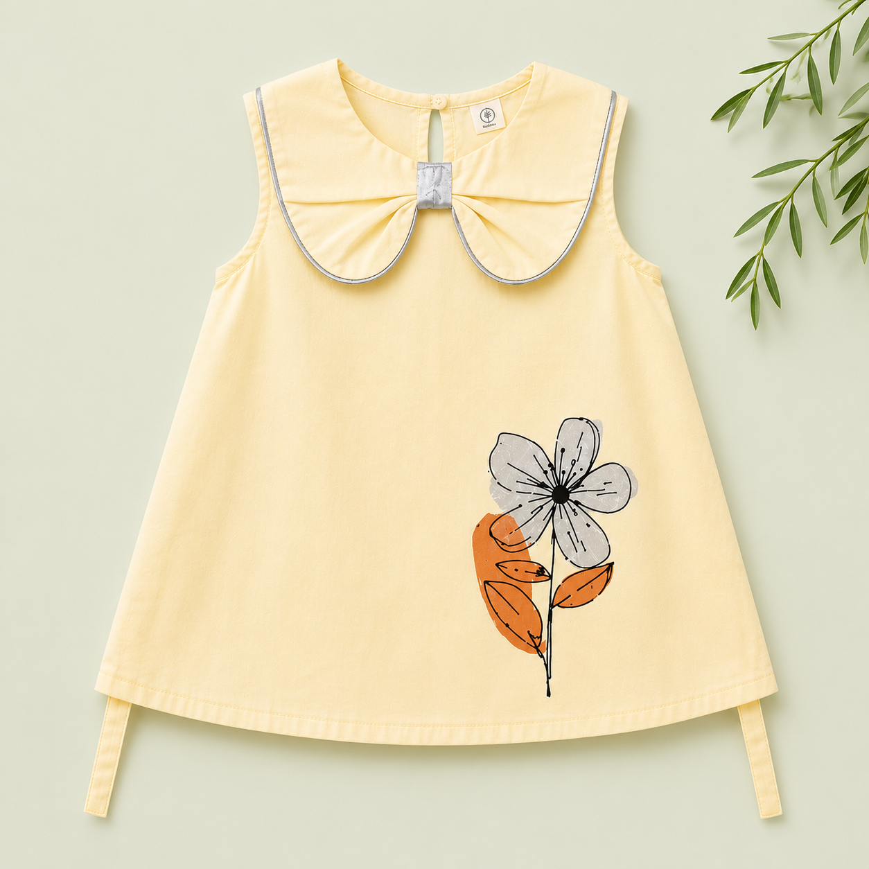 Boon Kids Girls Floral Print Bow Collar A-Line Dress (1-5 Years)