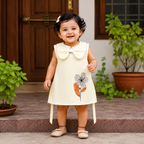 Boon Kids Girls Floral Print Bow Collar A-Line Dress (1-5 Years)