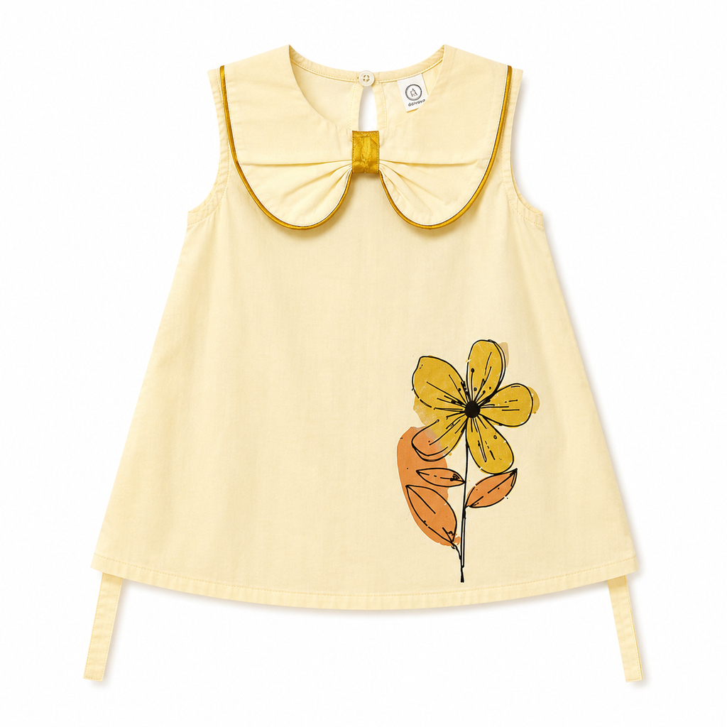 Boon Kids Girls Floral Print Bow Collar A-Line Dress (1-5 Years)