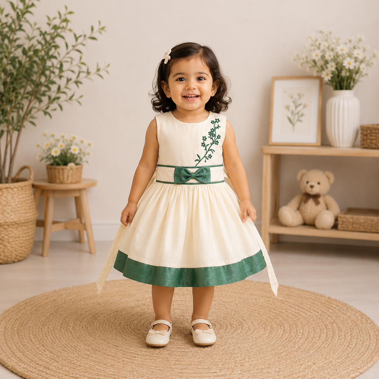 Boon Kids Girls Floral Embroidered Festive Dress For Kids