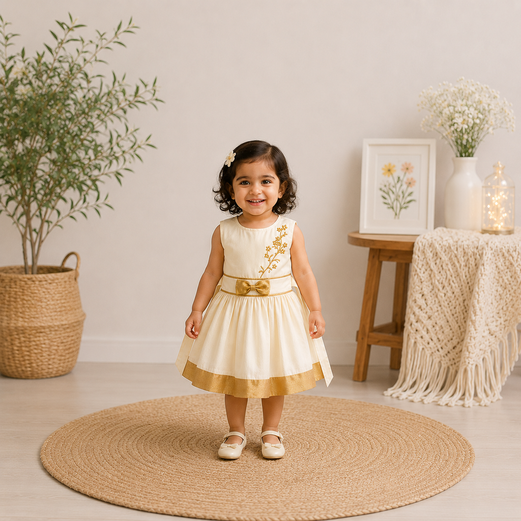 Boon Kids Girls Floral Embroidered Festive Dress For Kids