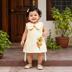 Boon Kids Girls Floral Print Bow Collar A-Line Dress (1-5 Years)