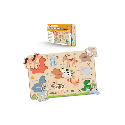 Little Berry Toys Little Berry Farm Animals Wooden Puzzle Tray Knob and Peg Puzzle Multicolour (2 Years+)