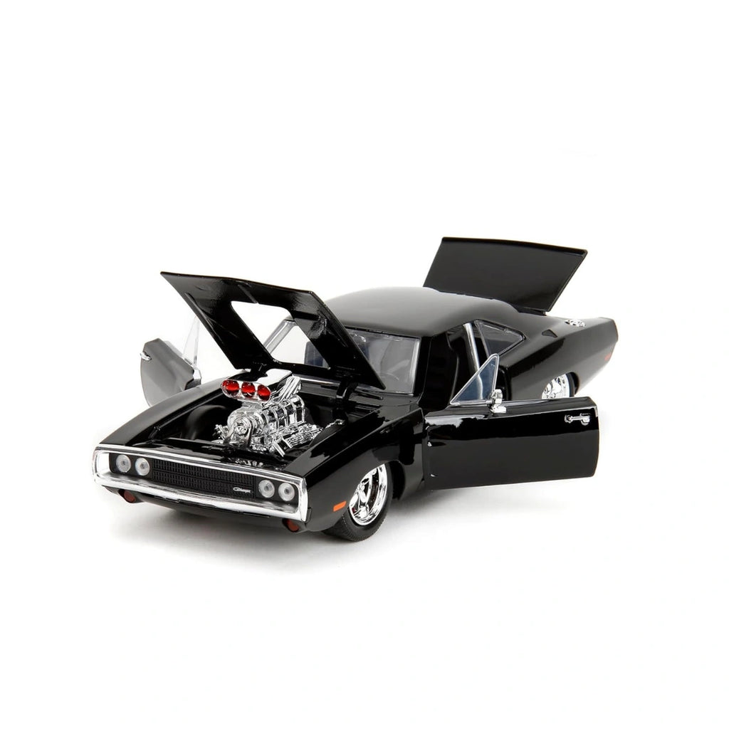 Fast & Furious Dom & Dodge Charger R/T, 1: 24 Scale Black Die-Cast Car with 2.75" Die-Cast Figure (8 Years+) 