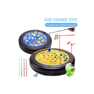 Baan Toys Toys Baan Toys Fishing Game Rechargeable Rotating Board Fishes, With Big Round Pond & 4 Catching Sticks Toys for Kids (3 Years+)