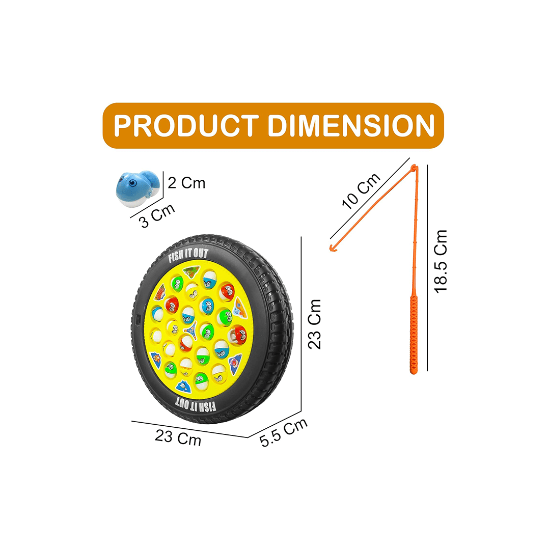 Baan Toys Toys Baan Toys Fishing Game Rechargeable Rotating Board Fishes, With Big Round Pond & 4 Catching Sticks Toys for Kids (3 Years+)