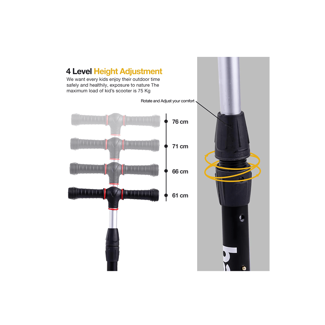 Baybee Ride-ons Baybee Flash Scooter for Kids with Foldable & Height Adjustable Handle & Extra-Wide LED PU Wheels & Brake