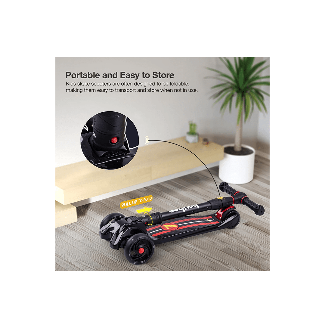 Baybee Ride-ons Baybee Flash Scooter for Kids with Foldable & Height Adjustable Handle & Extra-Wide LED PU Wheels & Brake