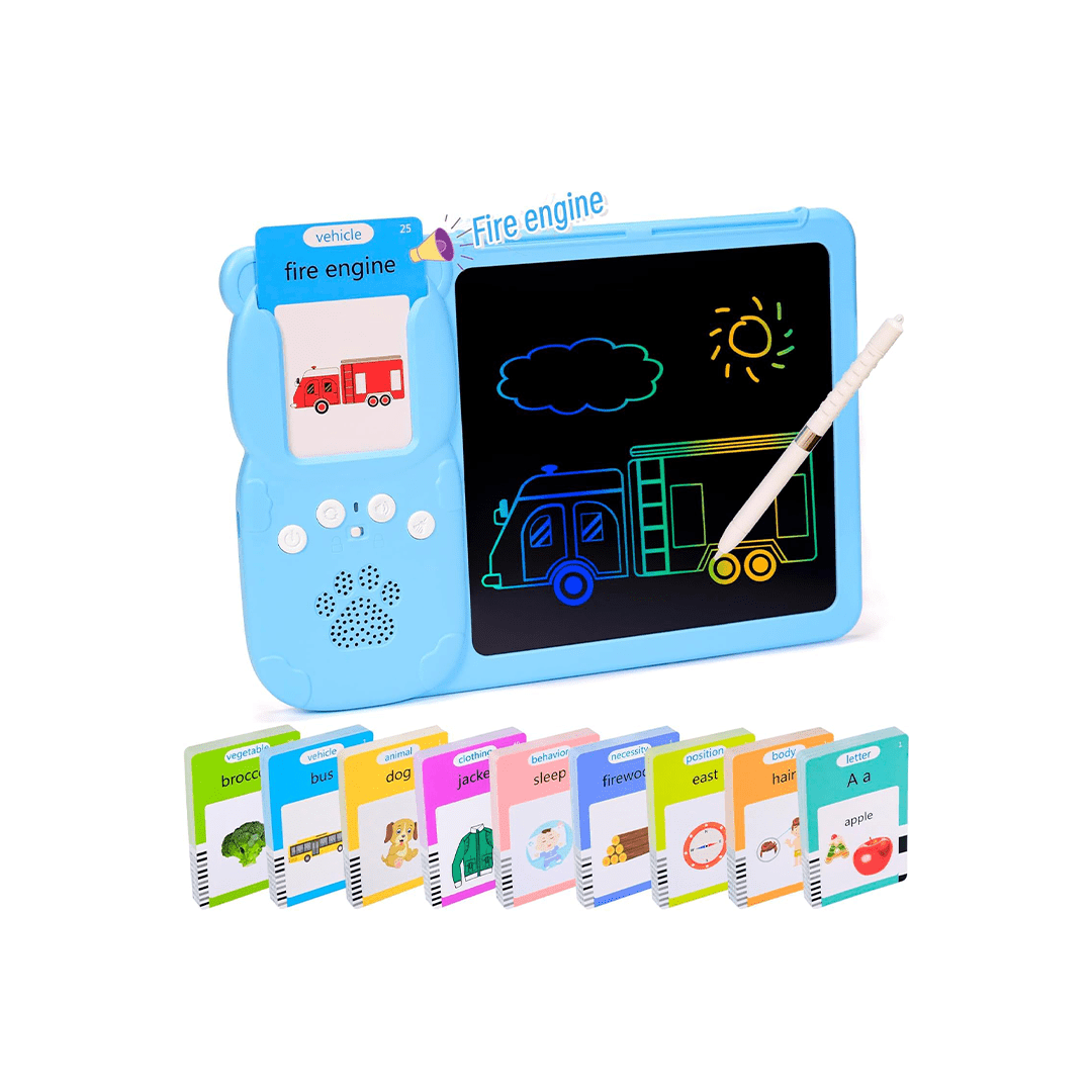 Baan Toys Toys Baan Toys 2 in 1 Talking Flash Cards with LCD Drawing Writing Tablet For Kids (2 Years+)
