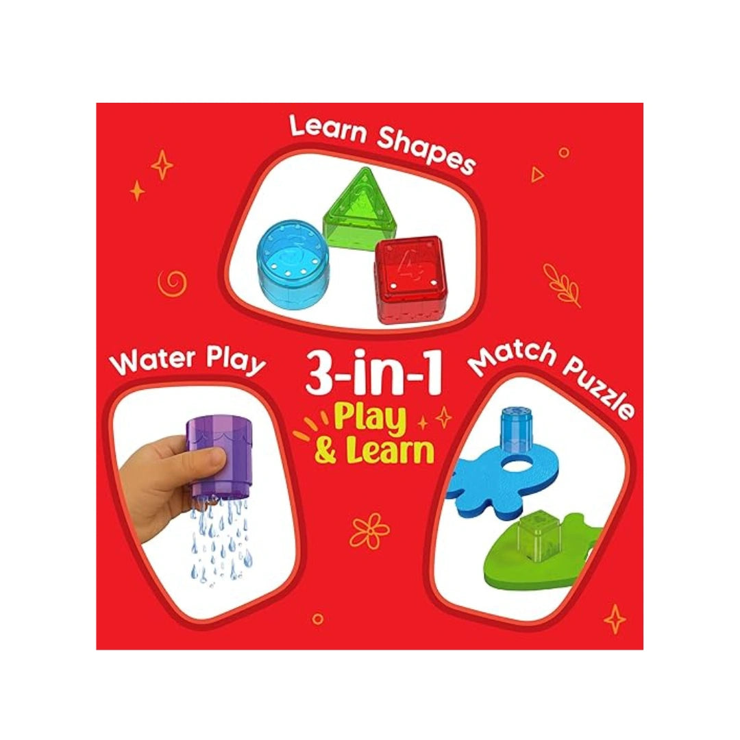 Bath toy set with shape blocks 