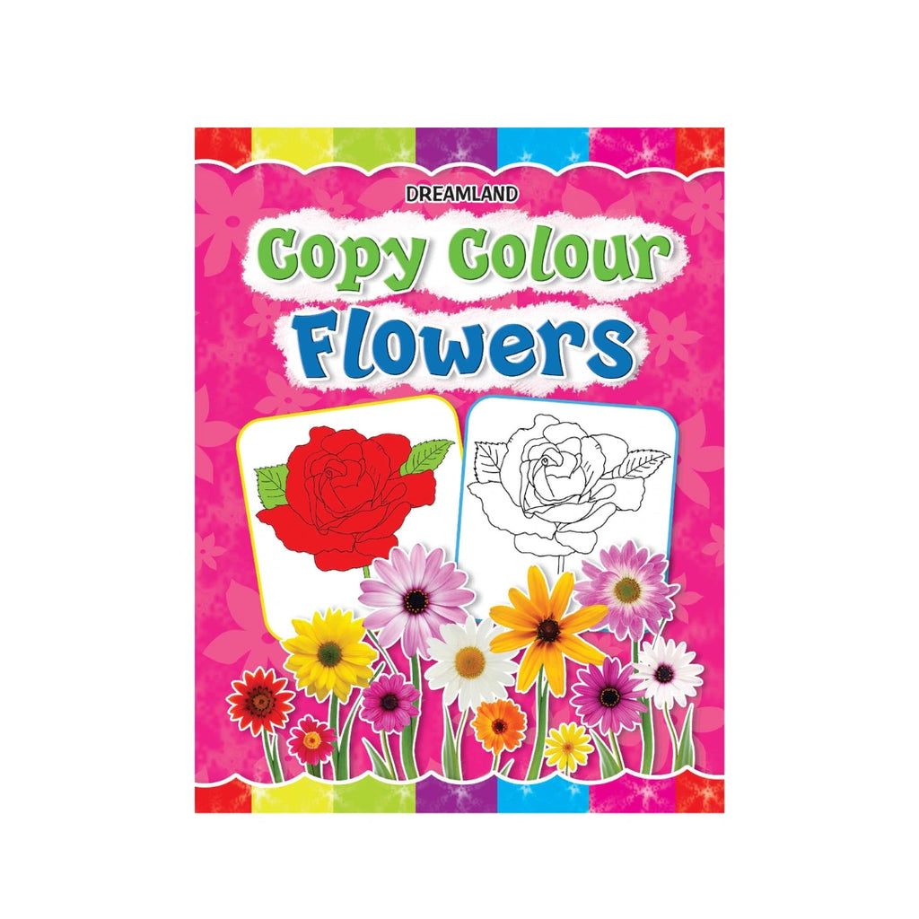 Flower colouring book with flower pictures for kids.
