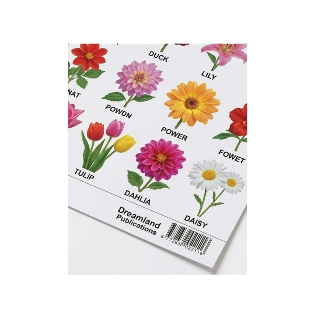 Flowers learning chart for kids.