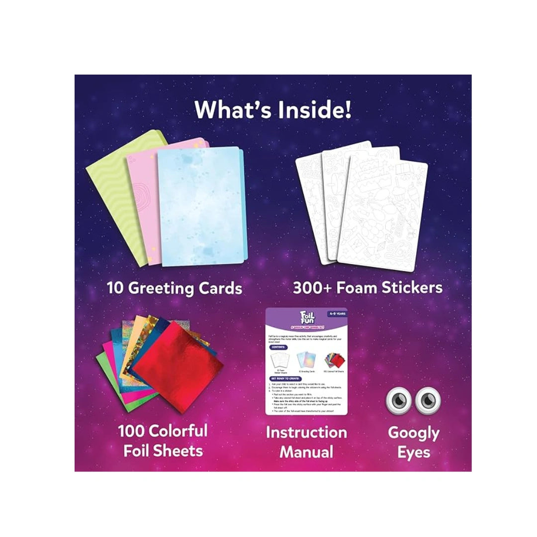  Foil Fun Greeting Cards for Students,Paper Cards,Foam Stickers,Foil Sheets To Improve Creativity,Coordination,Focus,Motor Skills (4-6 years)