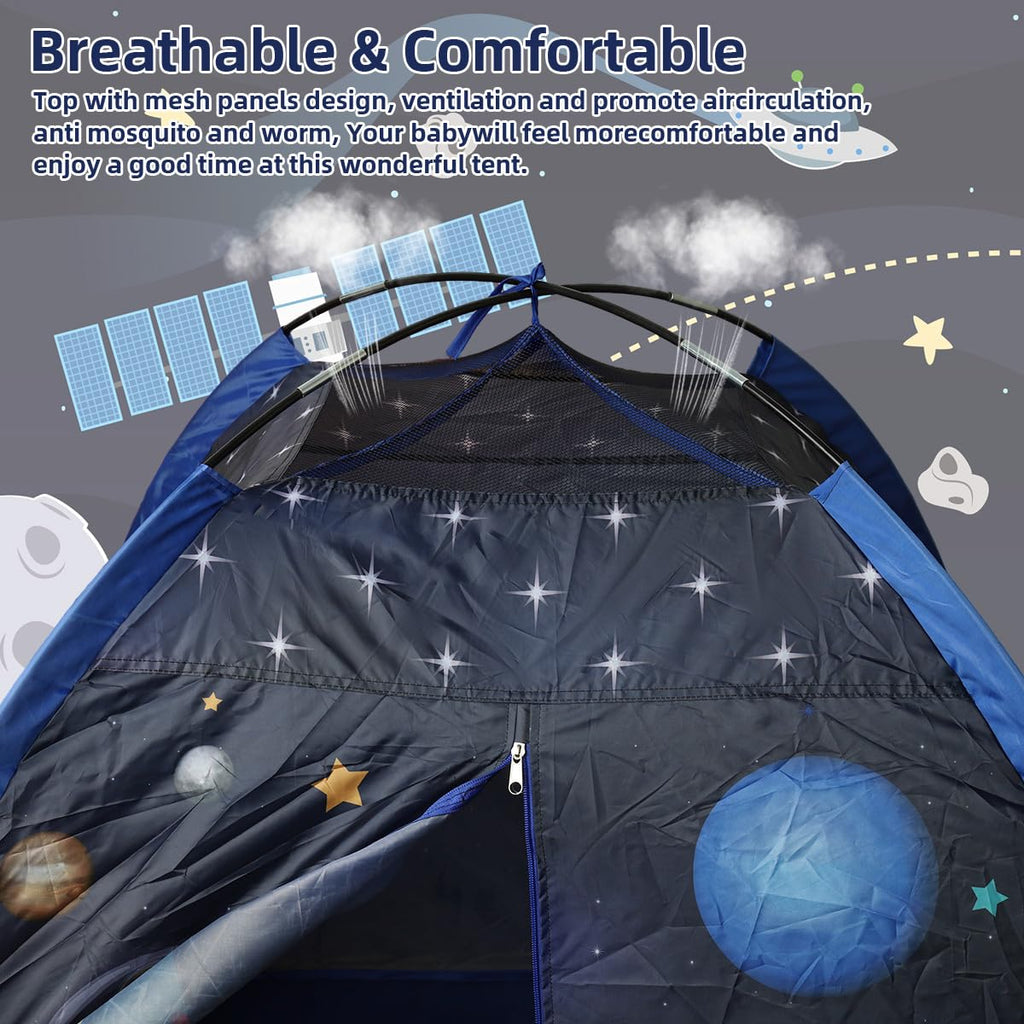 Foldable Indoor Play Tent House for Kids featuring Mesh Roof & Curtain Door 120x120x100cm