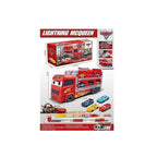 Foldable transport truck toy with 2 mini cars, durable carrier vehicle playset