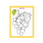 Fruit colouring book with fruit pictures for kids.