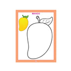 Fruit colouring book with fruit pictures for kids.