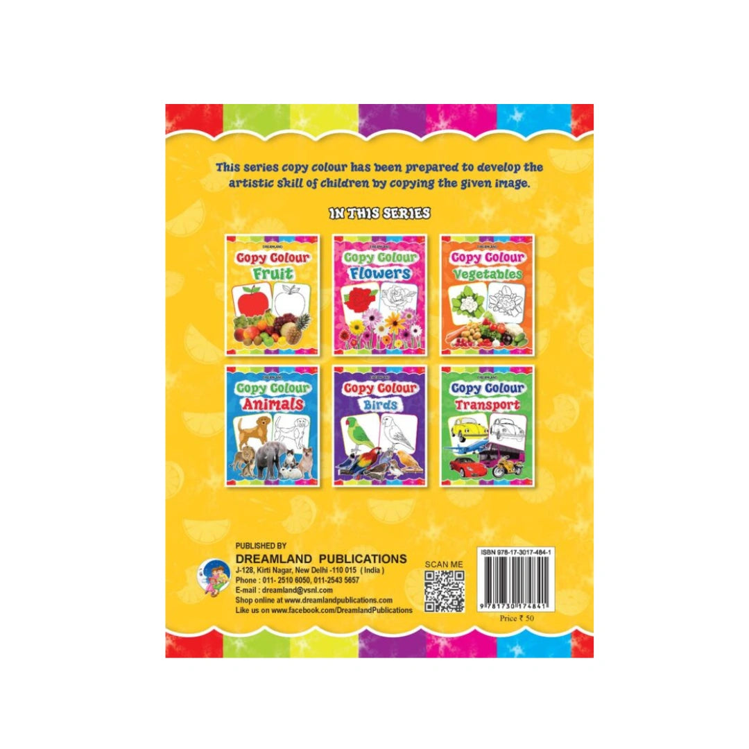Fruit colouring book with fruit pictures for kids.