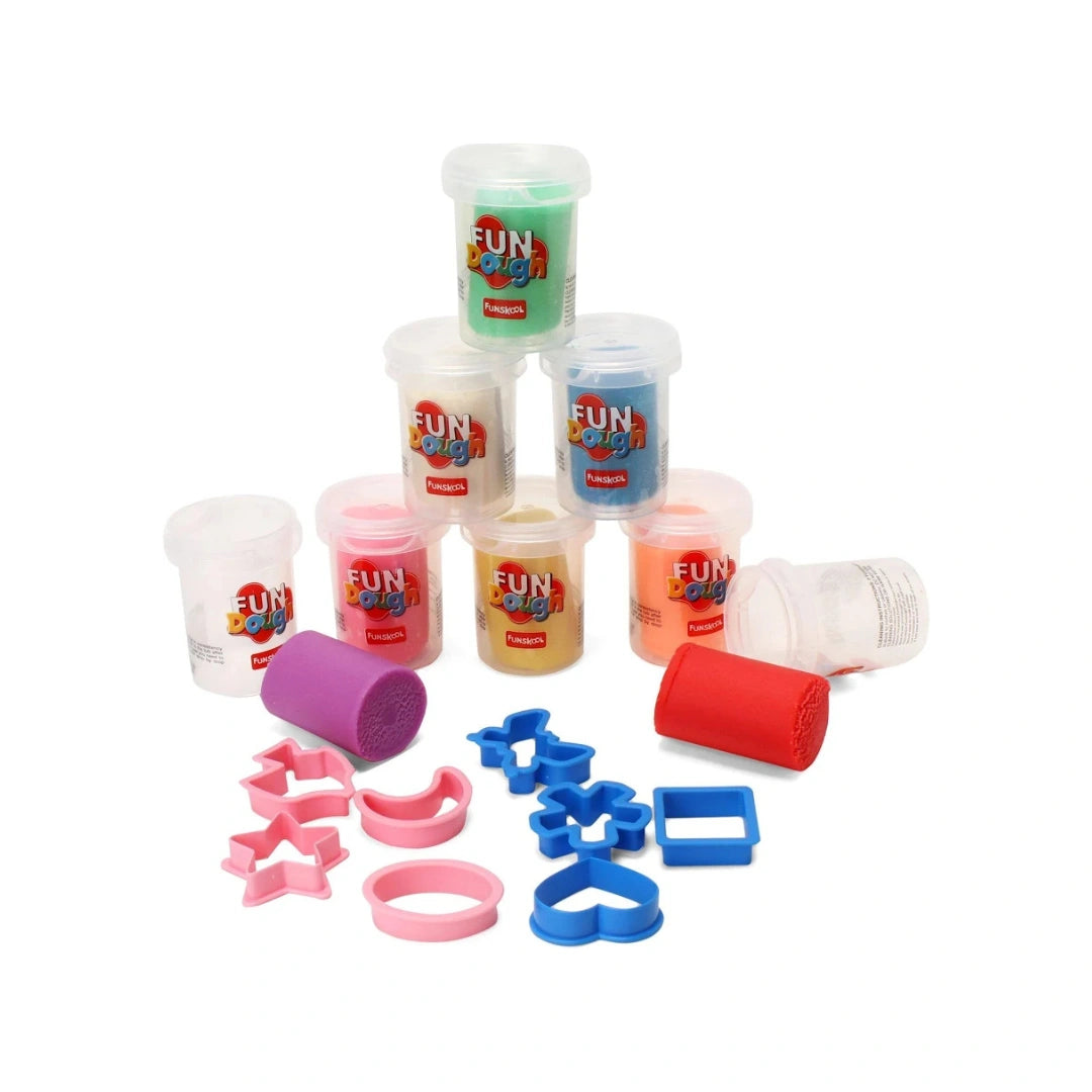 Creative Modelling & Learning Dough Kit with 8 Colour Dough Tubs and Shape Cutters