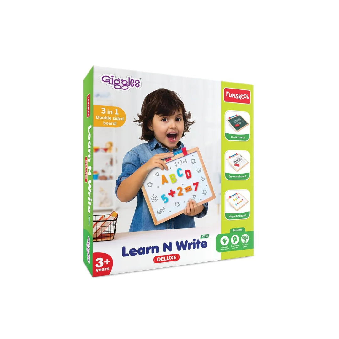 Funskool Giggles Learn N Write Slate Deluxe,2-in-1 Magnetic & Chalk Board Educational Toy,Easly Learning Slite for Kids (3 Years+)