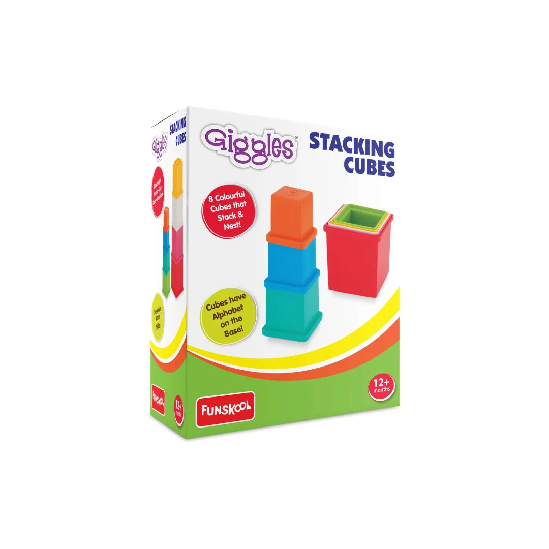 Stacking Multicolored Cubes,Blocks With Alphabet,Helps to Sort,Stack& Nest,for Babies & Kids (12 Months+)