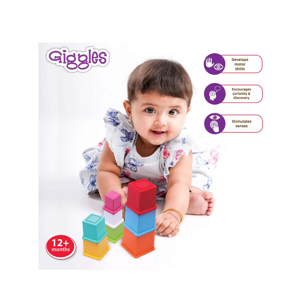 Stacking Multicolored Cubes,Blocks With Alphabet,Helps to Sort,Stack& Nest,for Babies & Kids (12 Months+)