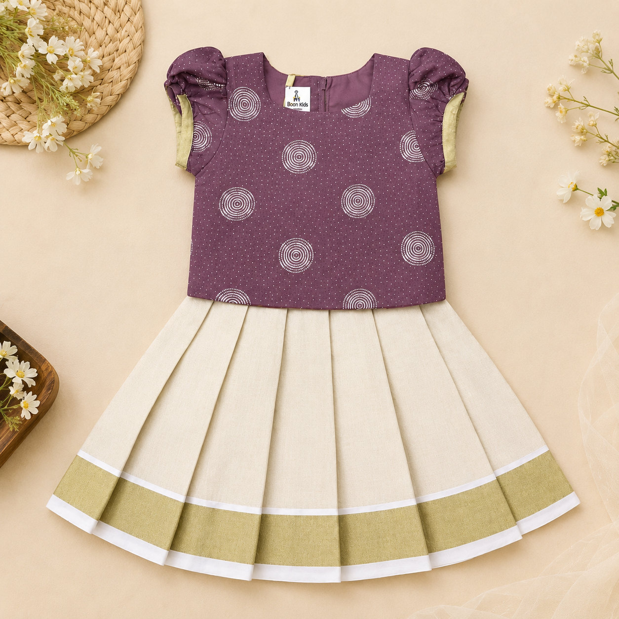 Boon Kids Girls Pattu Pavada Set for Girls Traditional Wear (1-6 Years)