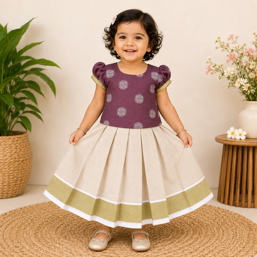 Boon Kids Girls Pattu Pavada Set for Girls Traditional Wear (1-6 Years)