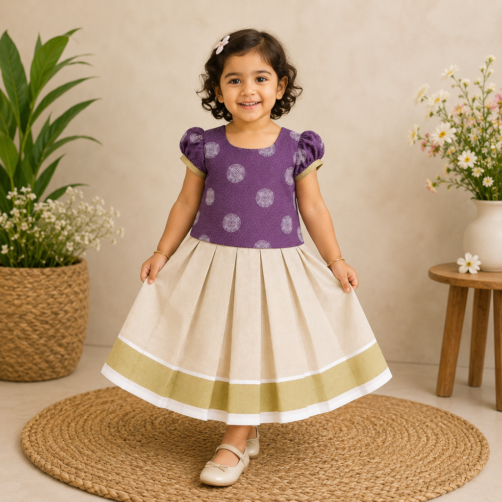 Boon Kids Girls Pattu Pavada Set for Girls Traditional Wear (1-6 Years)