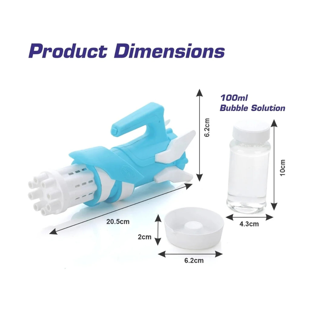 Gatling bubble gun toy creating multiple bubbles.
