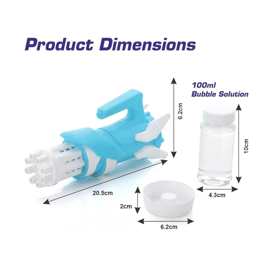 Gatling bubble gun toy creating multiple bubbles.