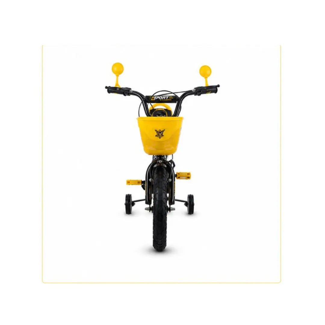 Kid riding Glider Junior training bicycle outdoors
