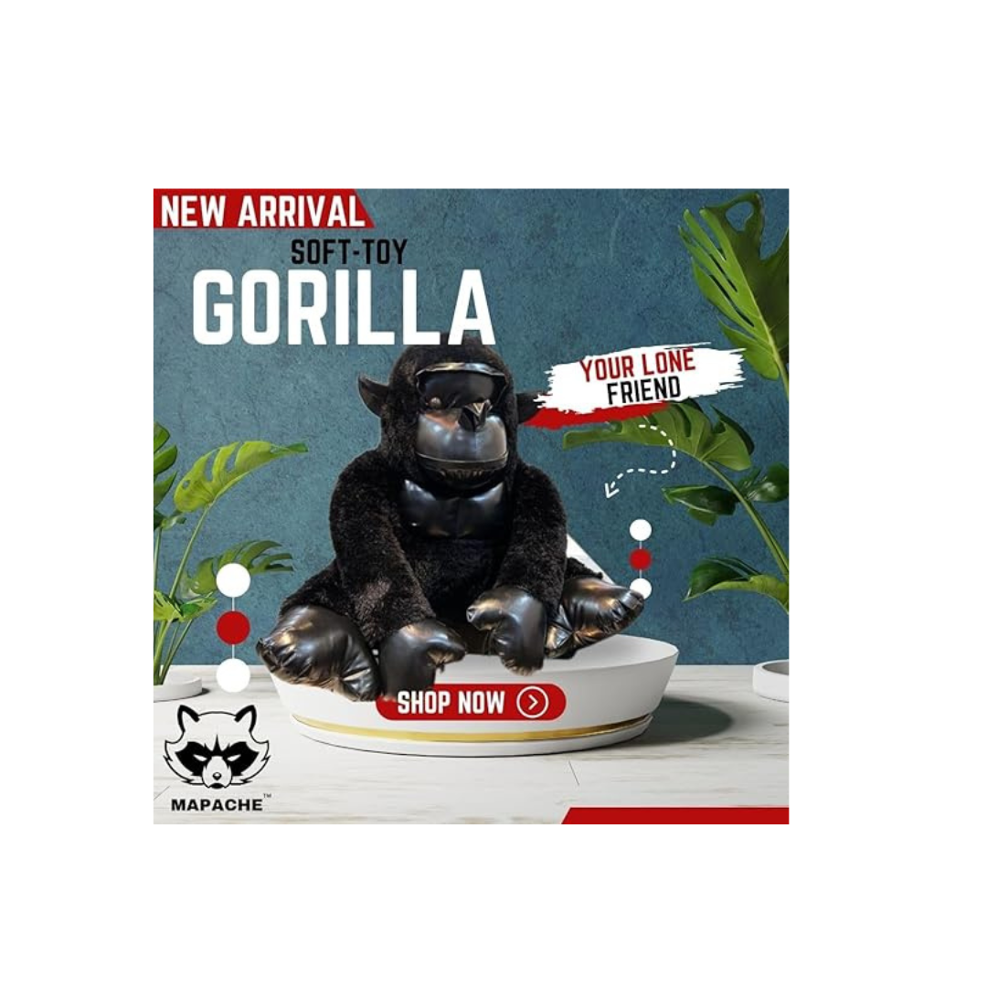 Gorilla Soft Toy for Kids and Young Girls, Soft (3 years+)