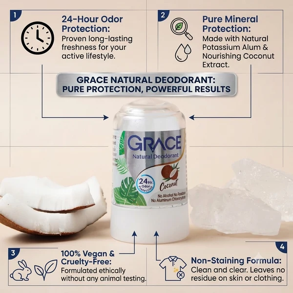 Grace Roll-on Alum Coconut Formula 50 grams