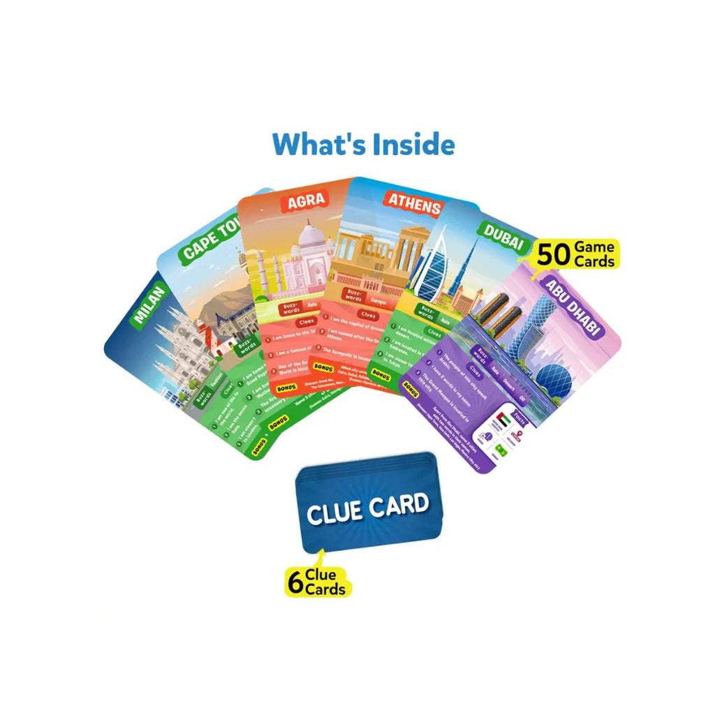Interactive World Cities Smart Question Guessing Card Game for Kids and Family