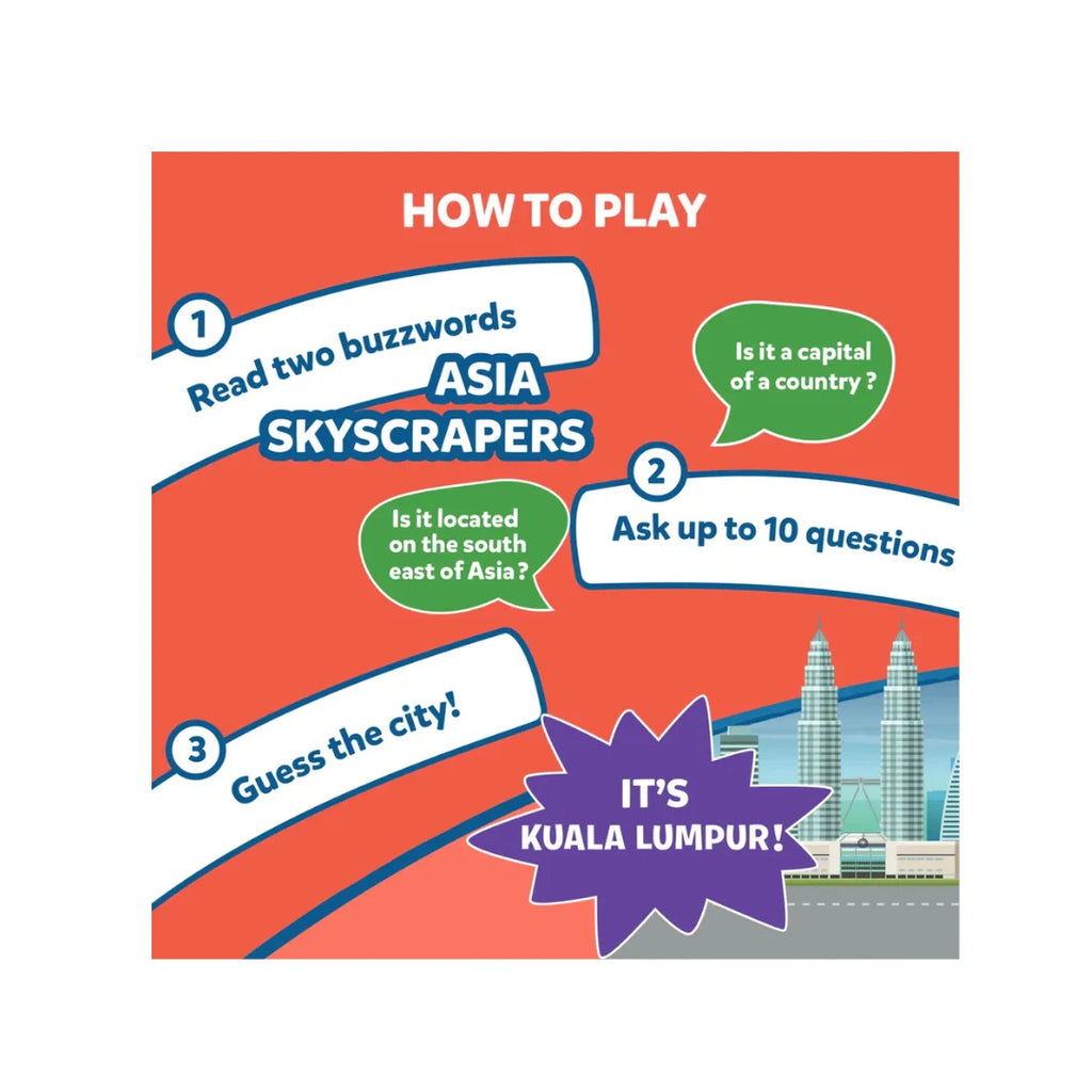 Interactive World Cities Smart Question Guessing Card Game for Kids and Family