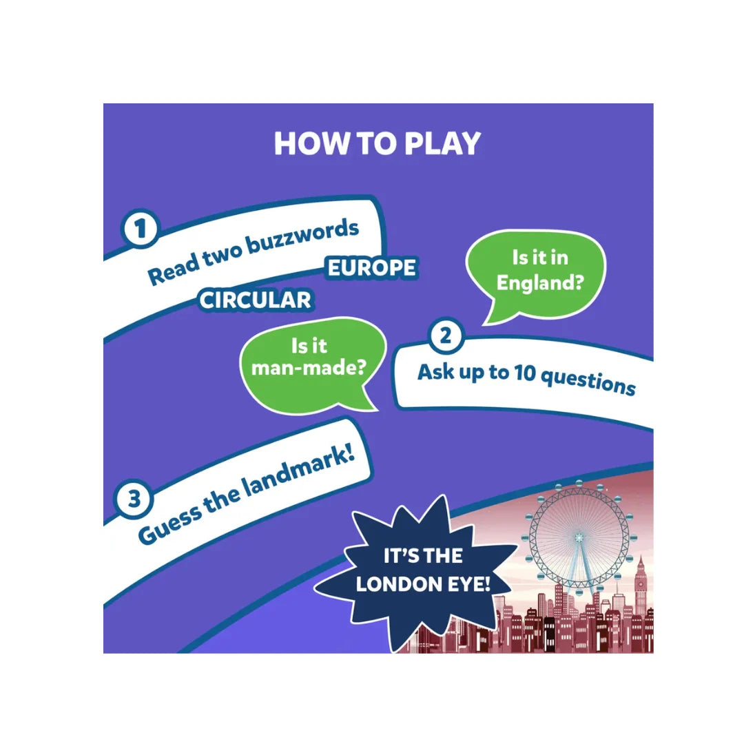 Fun World Landmarks Smart Question Guessing Card Game for Kids and Family