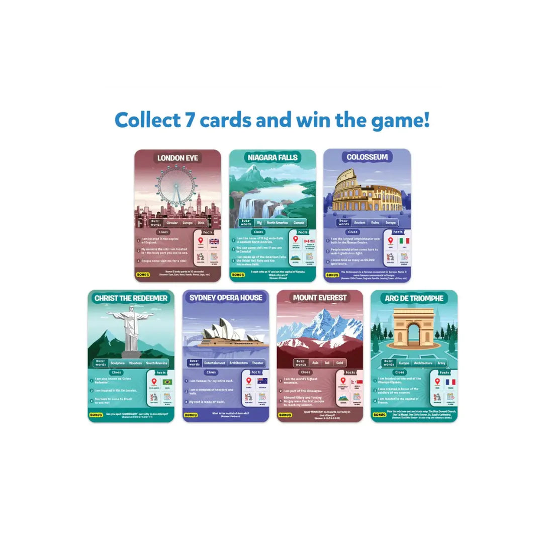 Fun World Landmarks Smart Question Guessing Card Game for Kids and Family