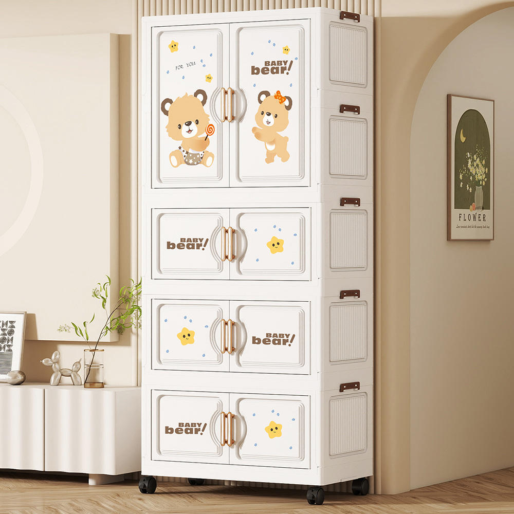 OVYA Cartoon Folding Wardrobe for Kids Bedroom Baby Clothes Storage Folding Cabinet Kids Toys Organizer Collapsible Children Wardrobe