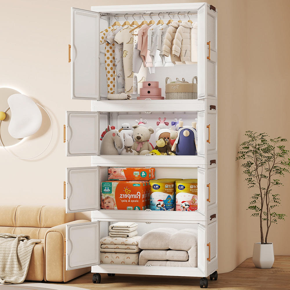 OVYA Cartoon Folding Wardrobe for Kids Bedroom Baby Clothes Storage Folding Cabinet Kids Toys Organizer Collapsible Children Wardrobe