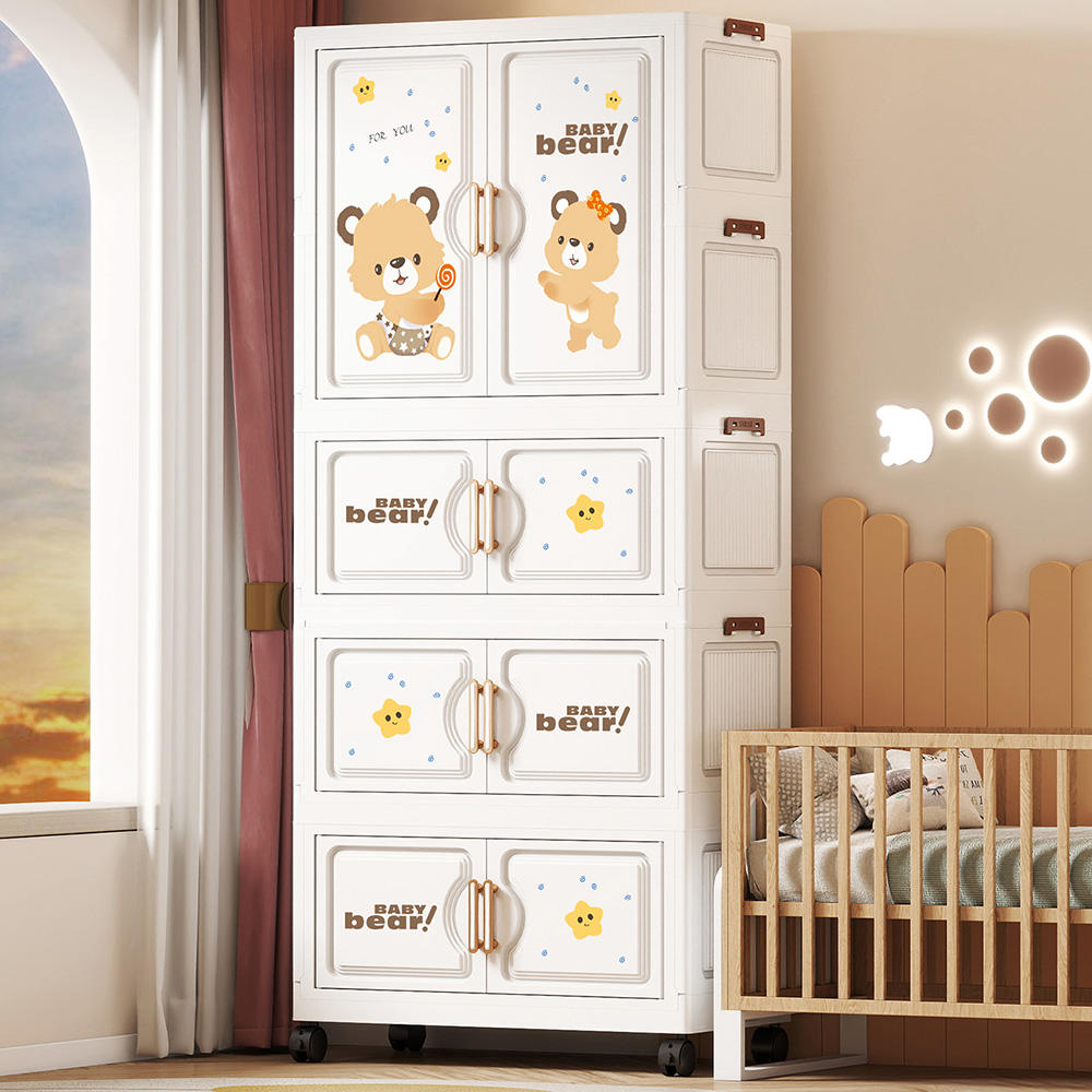 OVYA Cartoon Folding Wardrobe for Kids Bedroom Baby Clothes Storage Folding Cabinet Kids Toys Organizer Collapsible Children Wardrobe