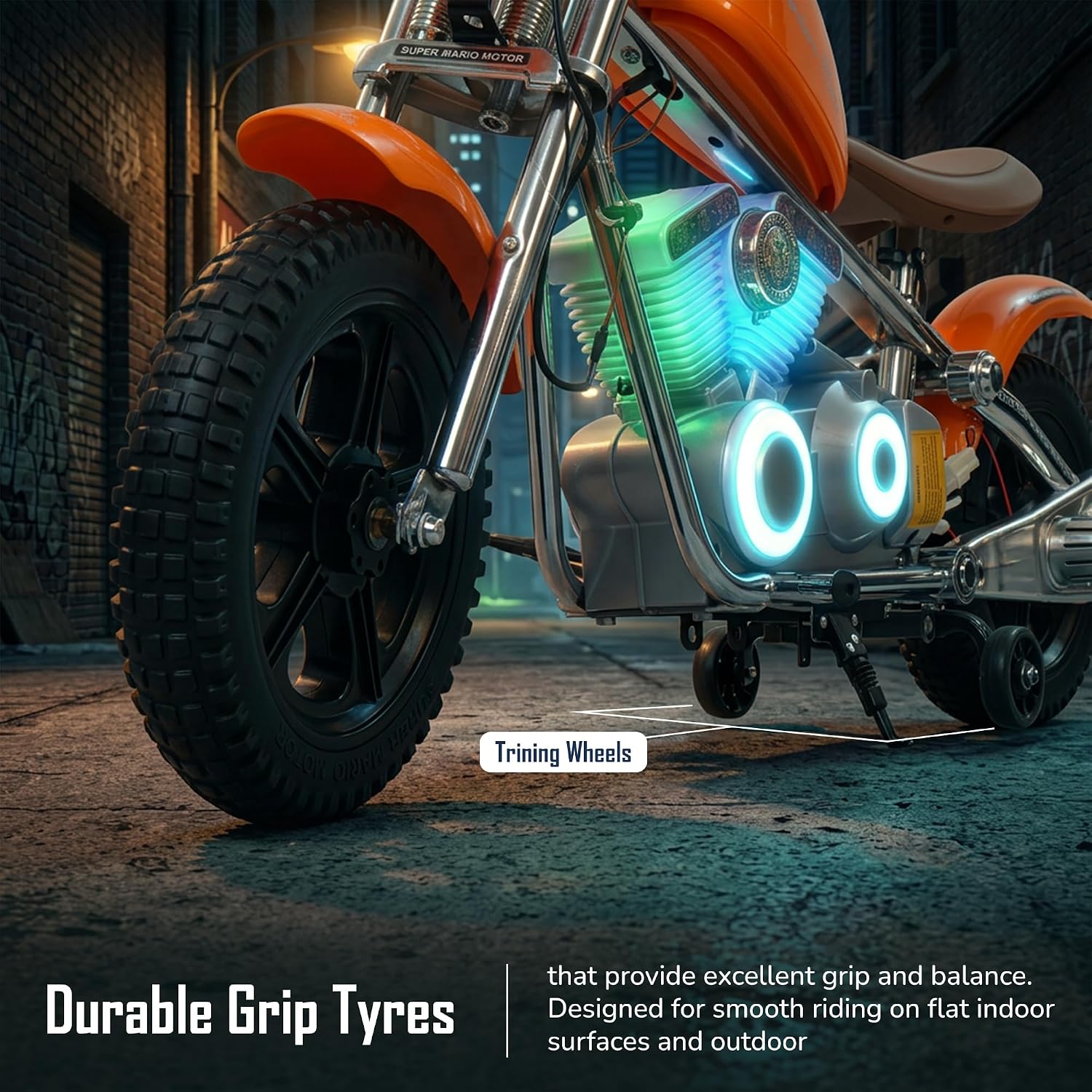Baybee ChopperX Baby Battery Operated Bike for Kids with Adjustable Seats I Rechargeable Ride on Toy with LED Lights, USB & Music I Big Baby Bike | Electric Bike for Kids to Drive 3+ Years (COLOUR AS PER AVAILABILITY)